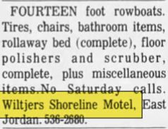 Wiltjers Shoreline Motel - Oct 1979 Items For Sale (newer photo)